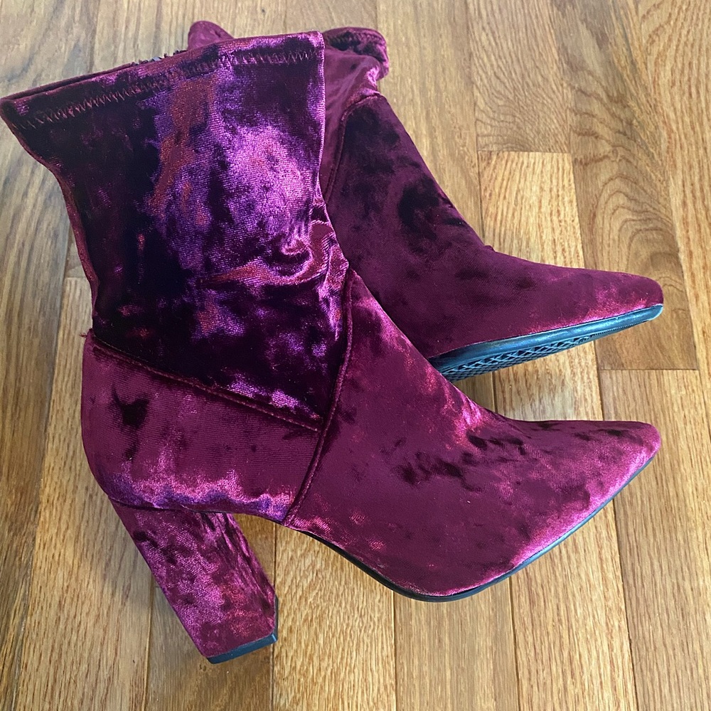 Pink Velvet Heeled Sock Booties